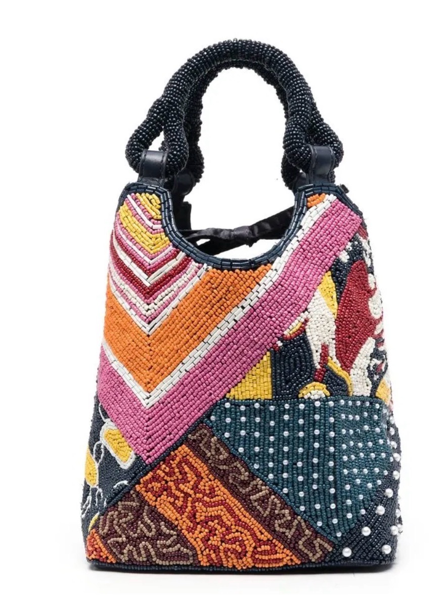 Staud Beaded Cote Patchwork Foulard Bag